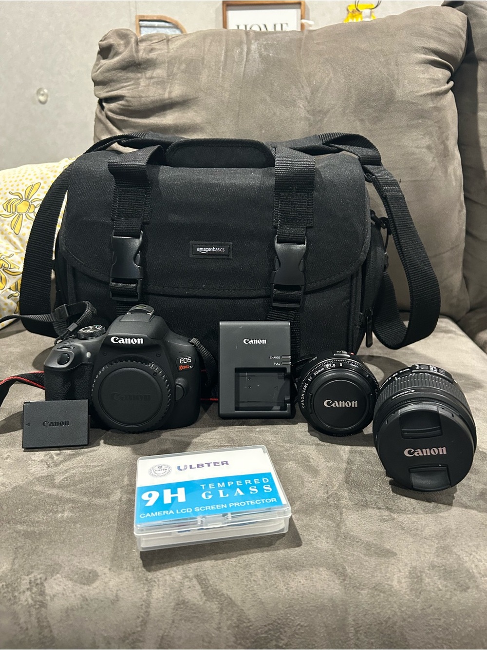 Canon Black DSLR Camera Bundle with Carry Bag and Lenses